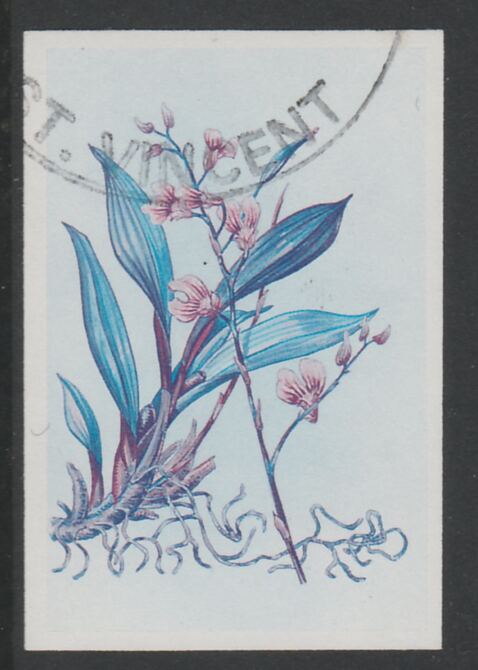 St Vincent 1985 Orchids 45c imperf proof in magenta & cyan only, fine used with part St Vincent cancellation, produced for a promotion. Ex Format International archives (as SG 851)