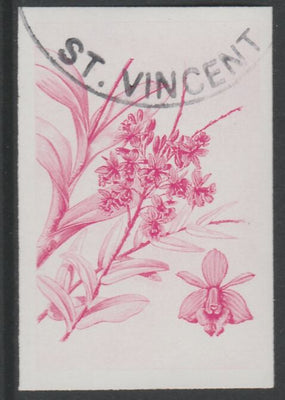 St Vincent 1985 Orchids $1 imperf proof in magenta only, fine used with part St Vincent cancellation, produced for a promotion. Ex Format International archives (as SG 852)