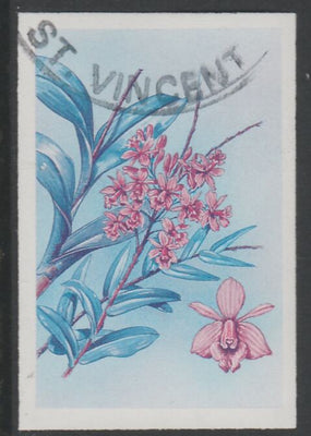 St Vincent 1985 Orchids $1 imperf proof in magenta & cyan only, fine used with part St Vincent cancellation, produced for a promotion. Ex Format International archives (as SG 852)