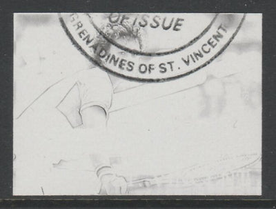 St Vincent - Grenadines 1988 International Tennis Players 15c Pam Shriver imperf proof in black only, fine used with part St Vincent Grenadines cancellation, produced for a promotion. Ex Format archives (as SG 582)