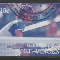 St Vincent - Grenadines 1988 International Tennis Players 15c Pam Shriver imperf proof in magenta & cyan only, fine used with part St Vincent Grenadines cancellation, produced for a promotion. Ex Format archives (as SG 582)