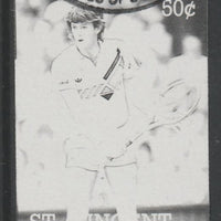 St Vincent - Grenadines 1988 International Tennis Players 50c Kevin Curran imperf proof in black only, fine used with part St Vincent Grenadines cancellation, produced for a promotion. Ex Format archives (as SG 583)