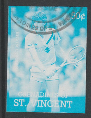 St Vincent - Grenadines 1988 International Tennis Players 50c Kevin Curran imperf proof in cyan only, fine used with part St Vincent Grenadines cancellation, produced for a promotion. Ex Format archives (as SG 583)