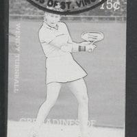 St Vincent - Grenadines 1988 International Tennis Players 75c Wendy Turnbull imperf proof in black only, fine used with part St Vincent Grenadines cancellation, produced for a promotion. Ex Format archives (as SG 584)