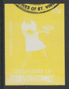 St Vincent - Grenadines 1988 International Tennis Players 75c Wendy Turnbull imperf proof in yellow only, fine used with part St Vincent Grenadines cancellation, produced for a promotion. Ex Format archives (as SG 584)