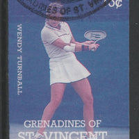 St Vincent - Grenadines 1988 International Tennis Players 75c Wendy Turnbull imperf proof in magenta& cyan only, fine used with part St Vincent Grenadines cancellation, produced for a promotion. Ex Format archives (as SG 584)