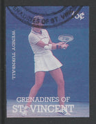 St Vincent - Grenadines 1988 International Tennis Players 75c Wendy Turnbull imperf proof in magenta& cyan only, fine used with part St Vincent Grenadines cancellation, produced for a promotion. Ex Format archives (as SG 584)