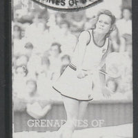 St Vincent - Grenadines 1988 International Tennis Players $1 Evonne Crawley imperf proof in black only, fine used with part St Vincent Grenadines cancellation, produced for a promotion. Ex Format archives (as SG 585)