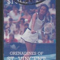 St Vincent - Grenadines 1988 International Tennis Players $1 Evonne Crawley imperf proof in magenta & cyan only, fine used with part St Vincent Grenadines cancellation, produced for a promotion. Ex Format archives (as SG 585)