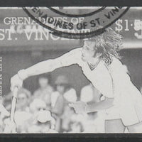 St Vincent - Grenadines 1988 International Tennis Players $1.50 Ilie Nastase imperf proof in black only, fine used with part St Vincent Grenadines cancellation, produced for a promotion. Ex Format archives (as SG 586)