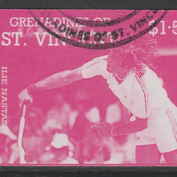 St Vincent - Grenadines 1988 International Tennis Players $1.50 Ilie Nastase imperf proof in magenta only, fine used with part St Vincent Grenadines cancellation, produced for a promotion. Ex Format archives (as SG 586)