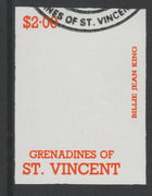 St Vincent - Grenadines 1988 International Tennis Players $2 Billie Jean King imperf proof in orange only, fine used with part St Vincent Grenadines cancellation, produced for a promotion. Ex Format archives (as SG 587)