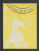 St Vincent - Grenadines 1988 International Tennis Players $3 Bjorn Borg imperf proof in yellow only, fine used with part St Vincent Grenadines cancellation, produced for a promotion. Ex Format archives (as SG 588)