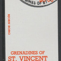 St Vincent - Grenadines 1988 International Tennis Players $3 Bjorn Borg imperf proof in orange only, fine used with part St Vincent Grenadines cancellation, produced for a promotion. Ex Format archives (as SG 588)