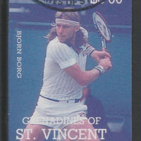 St Vincent - Grenadines 1988 International Tennis Players $3 Bjorn Borg imperf proof in magenta& cyan only, fine used with part St Vincent Grenadines cancellation, produced for a promotion. Ex Format archives (as SG 588)