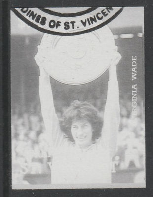 St Vincent - Grenadines 1988 International Tennis Players $3.50 Virginia Wade imperf proof in black only, fine used with part St Vincent Grenadines cancellation, produced for a promotion. Ex Format archives (as SG 589)