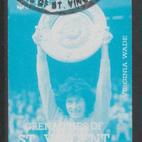 St Vincent - Grenadines 1988 International Tennis Players $3.50 Virginia Wade imperf proof in cyan only, fine used with part St Vincent Grenadines cancellation, produced for a promotion. Ex Format archives (as SG 589)