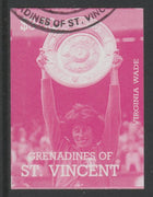 St Vincent - Grenadines 1988 International Tennis Players $3.50 Virginia Wade imperf proof in magenta only, fine used with part St Vincent Grenadines cancellation, produced for a promotion. Ex Format archives (as SG 589)