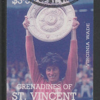 St Vincent - Grenadines 1988 International Tennis Players $3.50 Virginia Wade imperf proof in magenta & cyan only, fine used with part St Vincent Grenadines cancellation, produced for a promotion. Ex Format archives (as SG 589)