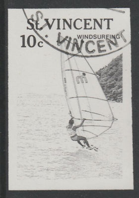 St Vincent 1988 Tourism 10c Windsurfing imperf proof in black only, fine used with part St Vincent cancellation, produced for a promotion. Ex Format International archives (as SG 1133)