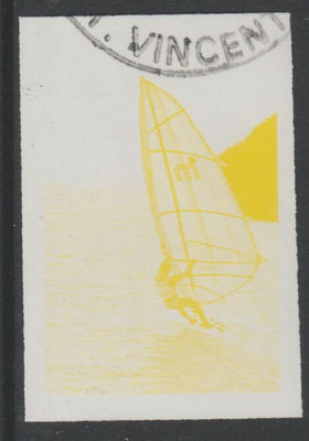 St Vincent 1988 Tourism 10c Windsurfing imperf proof in yellow only, fine used with part St Vincent cancellation, produced for a promotion. Ex Format International archives (as SG 1133)