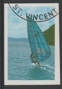 St Vincent 1988 Tourism 10c Windsurfing imperf proof in 3 colours only (magenta, cyan & yellow), fine used with part St Vincent cancellation, produced for a promotion. Ex Format International archives (as SG 1133)