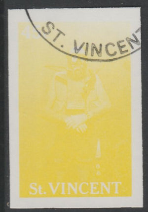 St Vincent 1988 Tourism 45c Scuba Diving imperf proof in yellow only, fine used with part St Vincent cancellation, produced for a promotion. Ex Format International archives (as SG 1134)