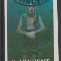 St Vincent 1988 Tourism 45c Scuba Diving imperf proof in 3 colours only (magenta, cyan & yellow), fine used with part St Vincent cancellation, produced for a promotion. Ex Format International archives (as SG 1134)