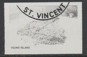St Vincent 1988 Tourism 65c Aerial View of Young Island imperf proof in black only, fine used with part St Vincent cancellation, produced for a promotion. Ex Format International archives (as SG 1135)