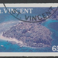 St Vincent 1988 Tourism 65c Aerial View of Young Island imperf proof in magenta & cyan only, fine used with part St Vincent cancellation, produced for a promotion. Ex Format International archives (as SG 1135)
