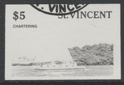 St Vincent 1988 Tourism $5 Cruising Yacht imperf proof in black only, fine used with part St Vincent cancellation, produced for a promotion. Ex Format International archives (as SG 1136)