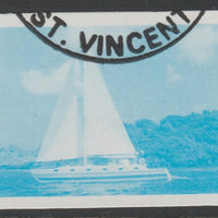 St Vincent 1988 Tourism $5 Cruising Yacht imperf proof in cyan only, fine used with part St Vincent cancellation, produced for a promotion. Ex Format International archives (as SG 1136)