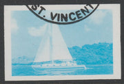 St Vincent 1988 Tourism $5 Cruising Yacht imperf proof in cyan only, fine used with part St Vincent cancellation, produced for a promotion. Ex Format International archives (as SG 1136)