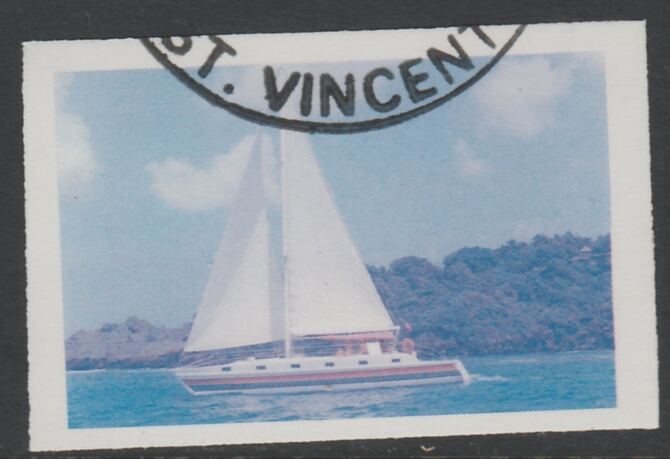 St Vincent 1988 Tourism $5 Cruising Yacht imperf proof in magenta & cyan only, fine used with part St Vincent cancellation, produced for a promotion. Ex Format International archives (as SG 1136)