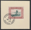Sierra Leone 1933 Centenary of Abolition of Slavery 5d SG 174 on piece with full strike of Madame Joseph forged postmark type 393