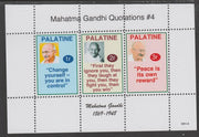 Palatine (Fantasy) Quotations by Mahatma Gandhi #4 perf deluxe glossy sheetlet containing 3 values each with a famous quotation,unmounted mint