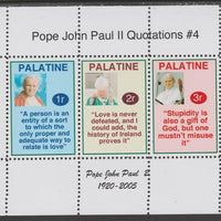 Palatine (Fantasy) Quotations by Pope John Paul II #4 perf deluxe glossy sheetlet containing 3 values each with a famous quotation,unmounted mint