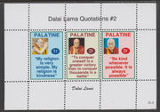 Palatine (Fantasy) Quotations by Dalai Lama #2 perf deluxe glossy sheetlet containing 3 values each with a famous quotation,unmounted mint