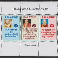 Palatine (Fantasy) Quotations by Dalai Lama #3 perf deluxe glossy sheetlet containing 3 values each with a famous quotation,unmounted mint