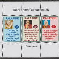 Palatine (Fantasy) Quotations by Dalai Lama #5 perf deluxe glossy sheetlet containing 3 values each with a famous quotation,unmounted mint
