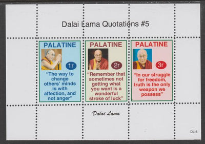Palatine (Fantasy) Quotations by Dalai Lama #5 perf deluxe glossy sheetlet containing 3 values each with a famous quotation,unmounted mint