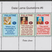 Palatine (Fantasy) Quotations by Dalai Lama #6 perf deluxe glossy sheetlet containing 3 values each with a famous quotation,unmounted mint