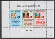 Palatine (Fantasy) Quotations by Dalai Lama #6 perf deluxe glossy sheetlet containing 3 values each with a famous quotation,unmounted mint