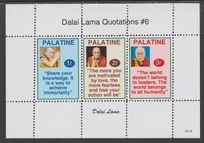 Palatine (Fantasy) Quotations by Dalai Lama #6 perf deluxe glossy sheetlet containing 3 values each with a famous quotation,unmounted mint