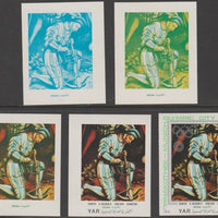 Yemen - Republic 1971 Munich Olympic Games - Paintings 1/4B Martyrdom by Holbein the set of 5 progressive proofs comprising 1, 2, 3, 4 colours and completed design all unmounted mint as Michel1328