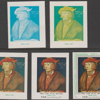 Yemen - Republic 1971 Munich Olympic Games - Paintings 1/3B Count Philip by Grien the set of 5 progressive proofs comprising 1, 2, 3, 4 colours and completed design all unmounted mint as Michel1329