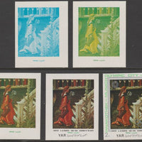 Yemen - Republic 1971 Munich Olympic Games - Paintings 2B Bather by Altdorfer the set of 5 progressive proofs comprising 1, 2, 3, 4 colours and completed design all unmounted mint as Michel1332