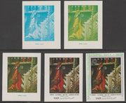 Yemen - Republic 1971 Munich Olympic Games - Paintings 2B Bather by Altdorfer the set of 5 progressive proofs comprising 1, 2, 3, 4 colours and completed design all unmounted mint as Michel1332