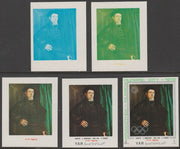 Yemen - Republic 1971 Munich Olympic Games - Paintings 4B Christoph Fugger by Amberger the set of 5 progressive proofs comprising 1, 2, 3, 4 colours and completed design all unmounted mint as Michel1333
