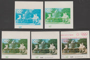 Yemen - Republic 1970 Munich Olympic Games - Famous Sights 1.75B Fountain the set of 5 progressive proofs comprising 1, 2, 3, 4 colours and completed design all unmounted mint as Michel1233